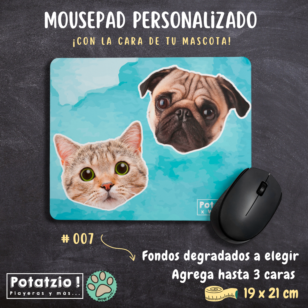 Mousepad de acuarela con la cara de tu mascota