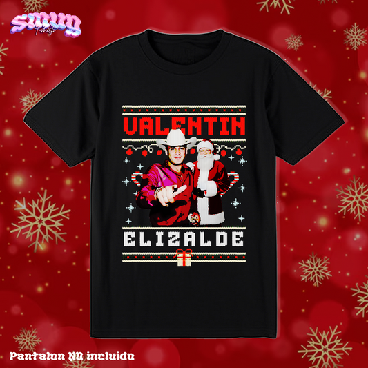 Valentín Elizalde con santa Norteñas Navidad Ugly Suéter