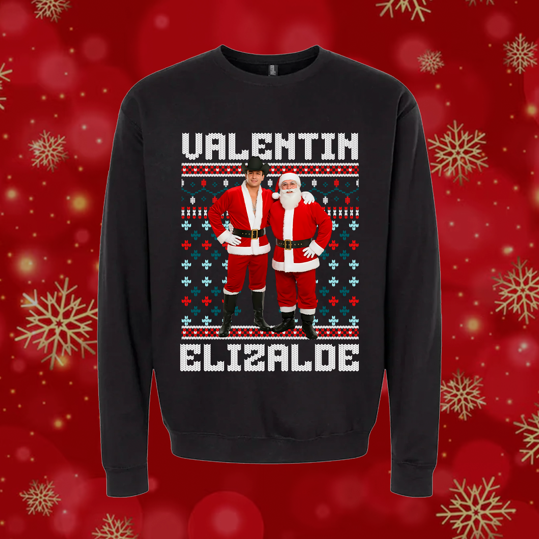 Valentín Elizalde con Santa Claus Norteñas Navidad Ugly Suéter