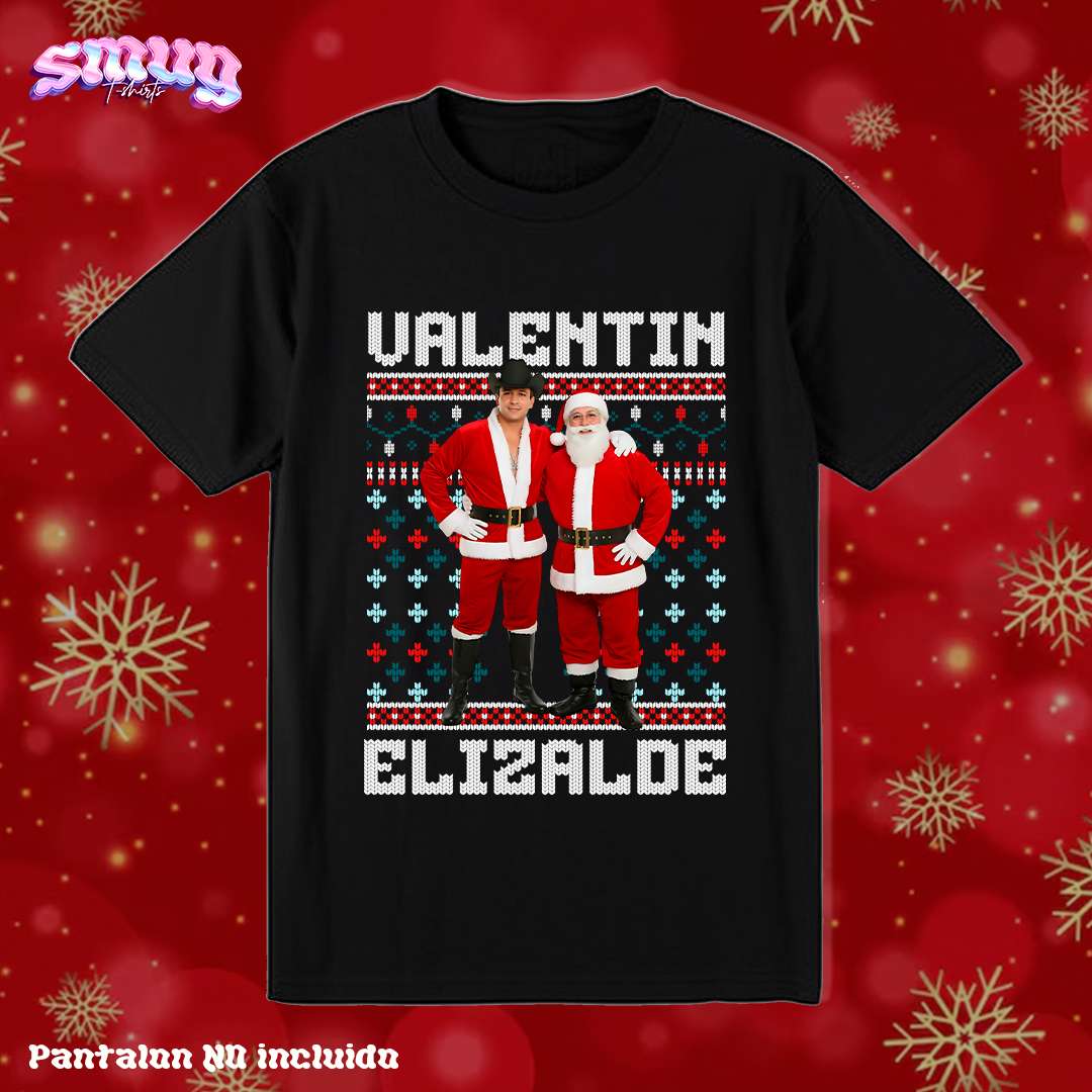 Valentín Elizalde con Santa Claus Norteñas Navidad Ugly Suéter