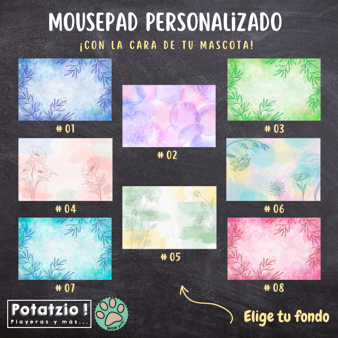 Mousepad floral con la cara de tu mascota