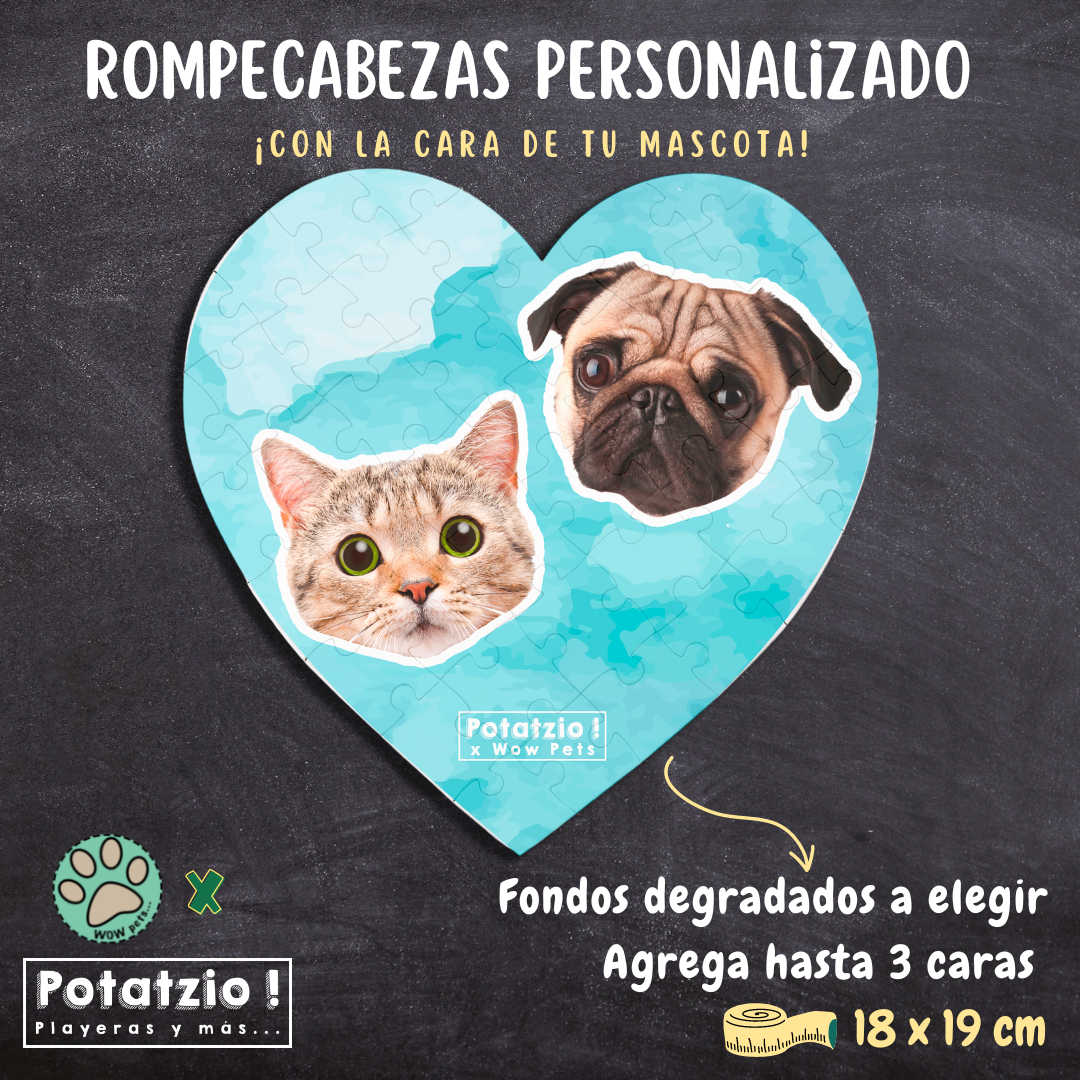Rompecabezas acuarela (❤) con la cara de tu mascota