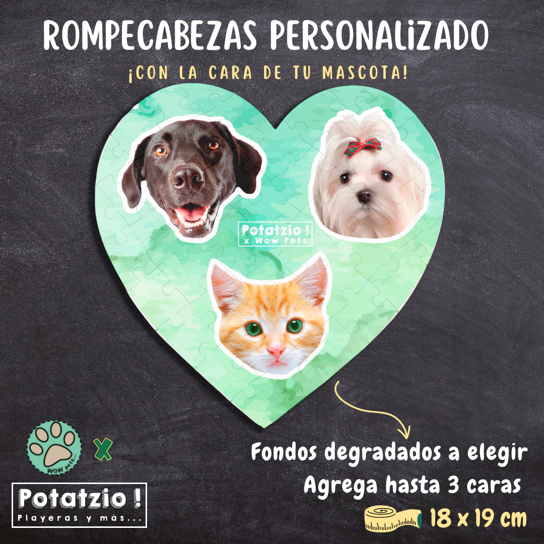 Rompecabezas acuarela (❤) con la cara de tu mascota