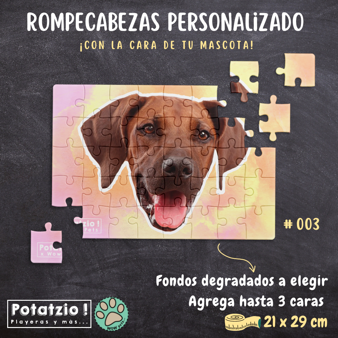 Rompecabezas acuarela con la cara de tu mascota