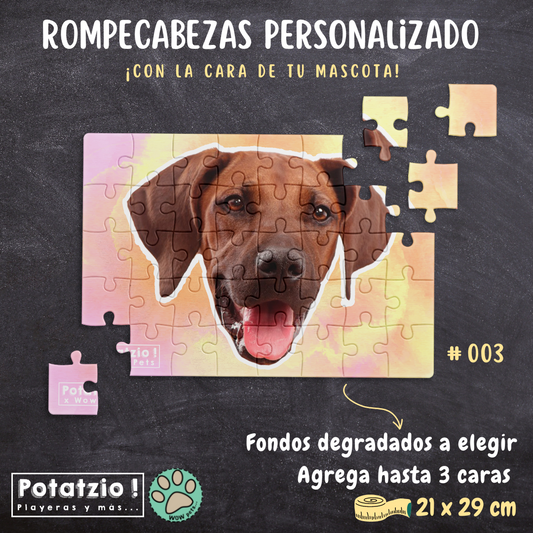 Rompecabezas acuarela con la cara de tu mascota