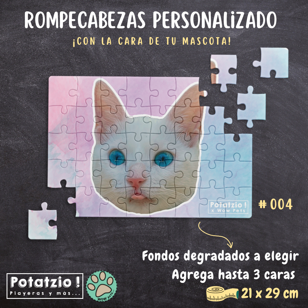 Rompecabezas acuarela con la cara de tu mascota