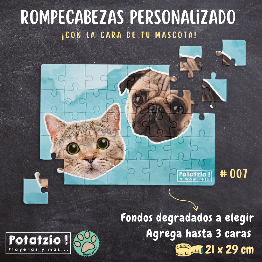 Rompecabezas acuarela con la cara de tu mascota