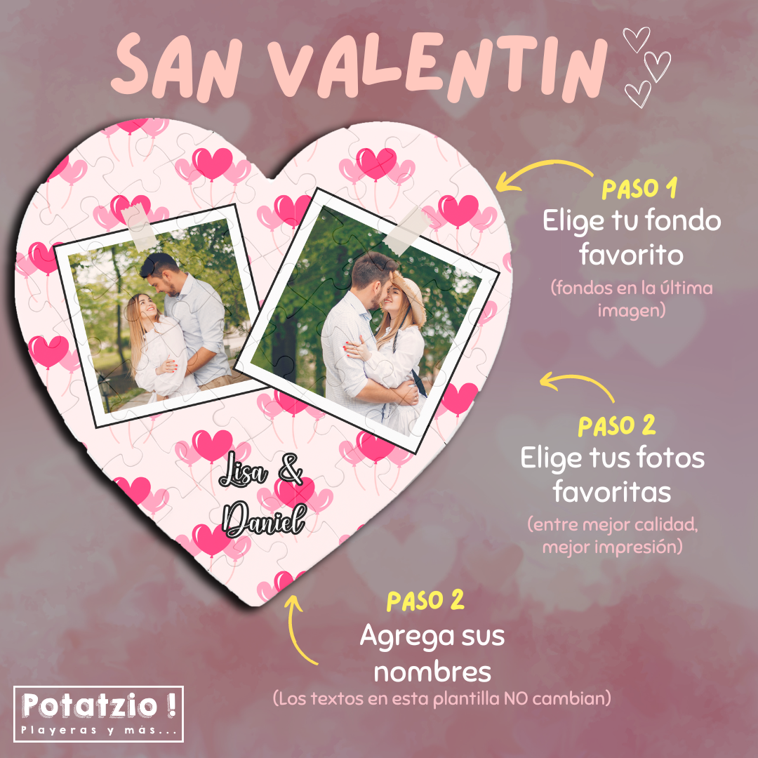 Rompecabezas (Corazón) personalizado con fondo - San Valentín