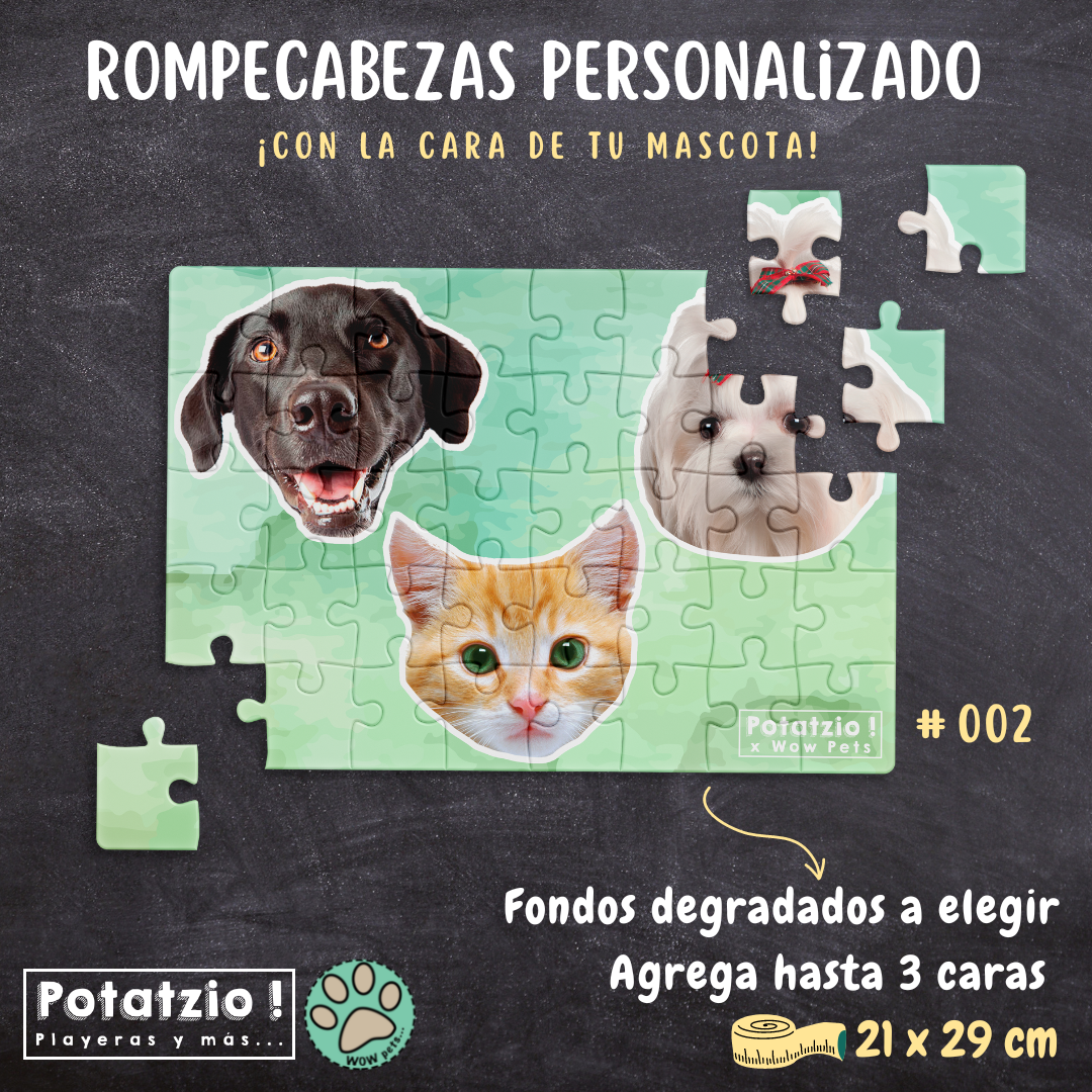 Rompecabezas acuarela con la cara de tu mascota