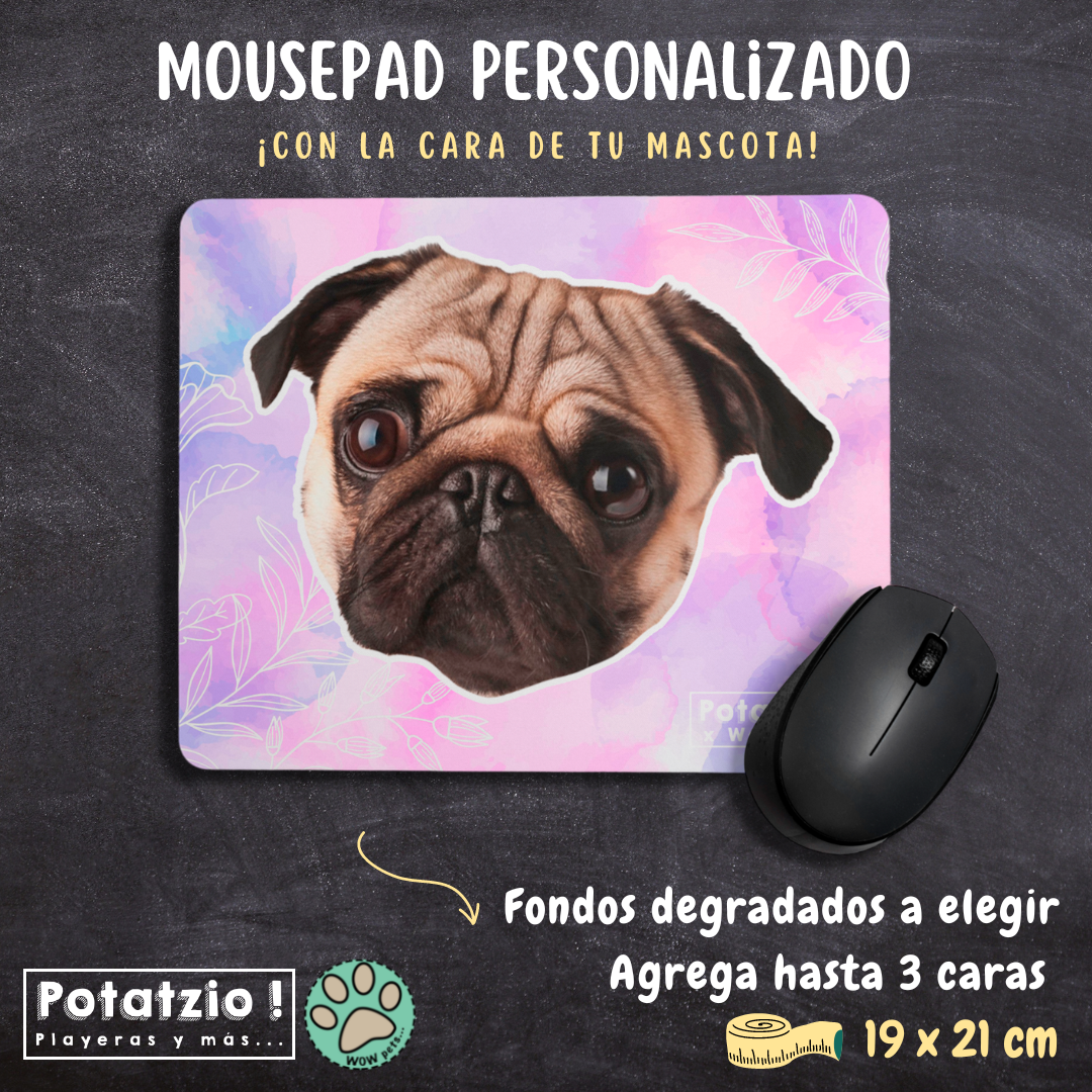 Mousepad floral con la cara de tu mascota