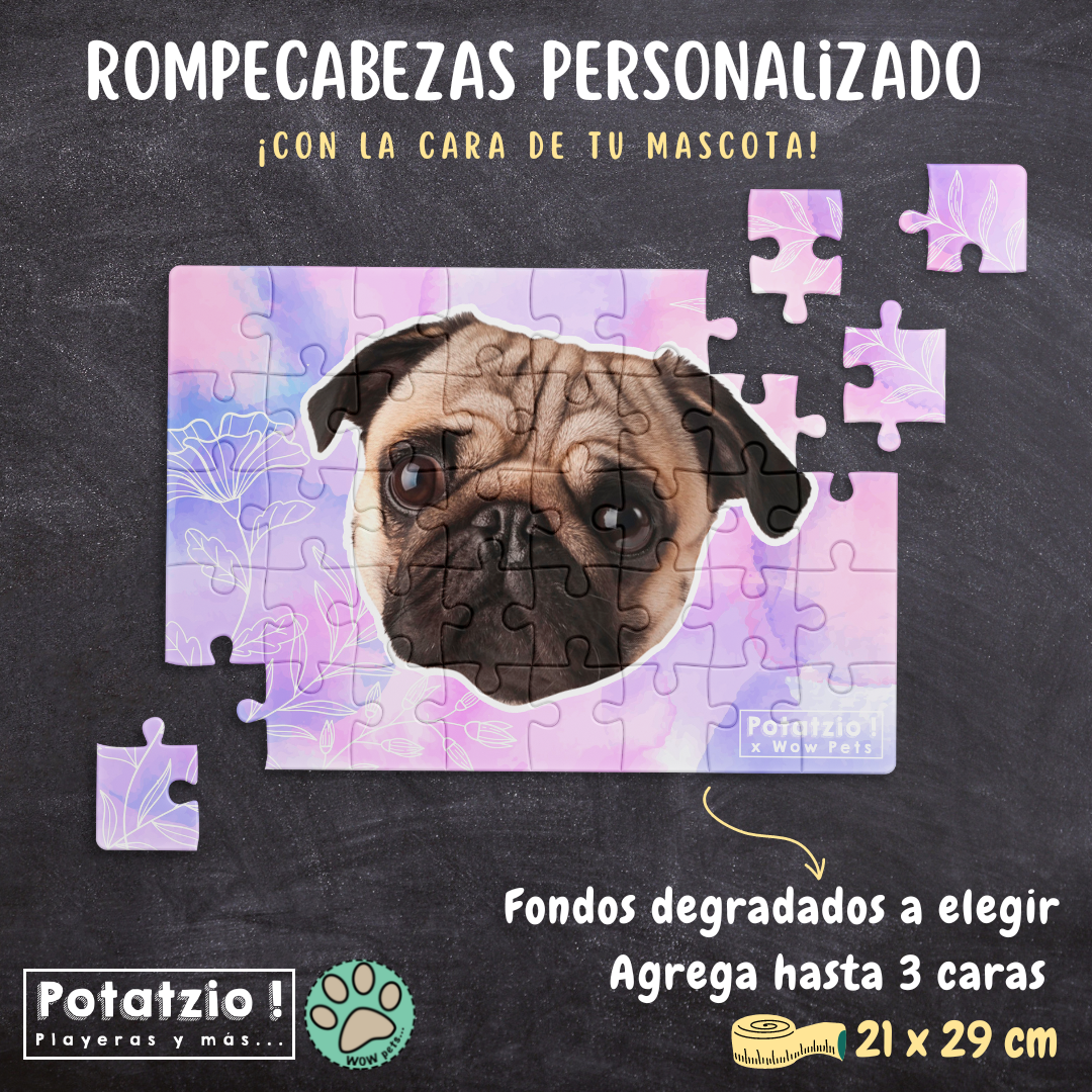 Rompecabezas floral con la cara de tu mascota