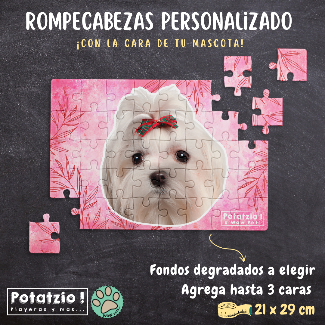 Rompecabezas floral con la cara de tu mascota