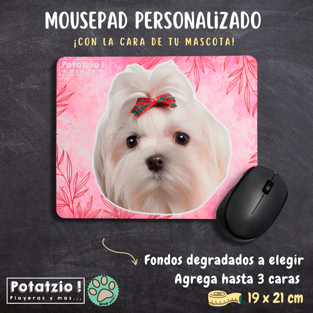 Mousepad floral con la cara de tu mascota