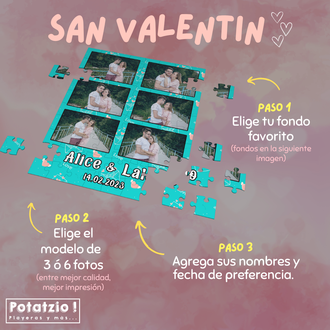 Rompecabezas personalizado con fondo - San Valentín